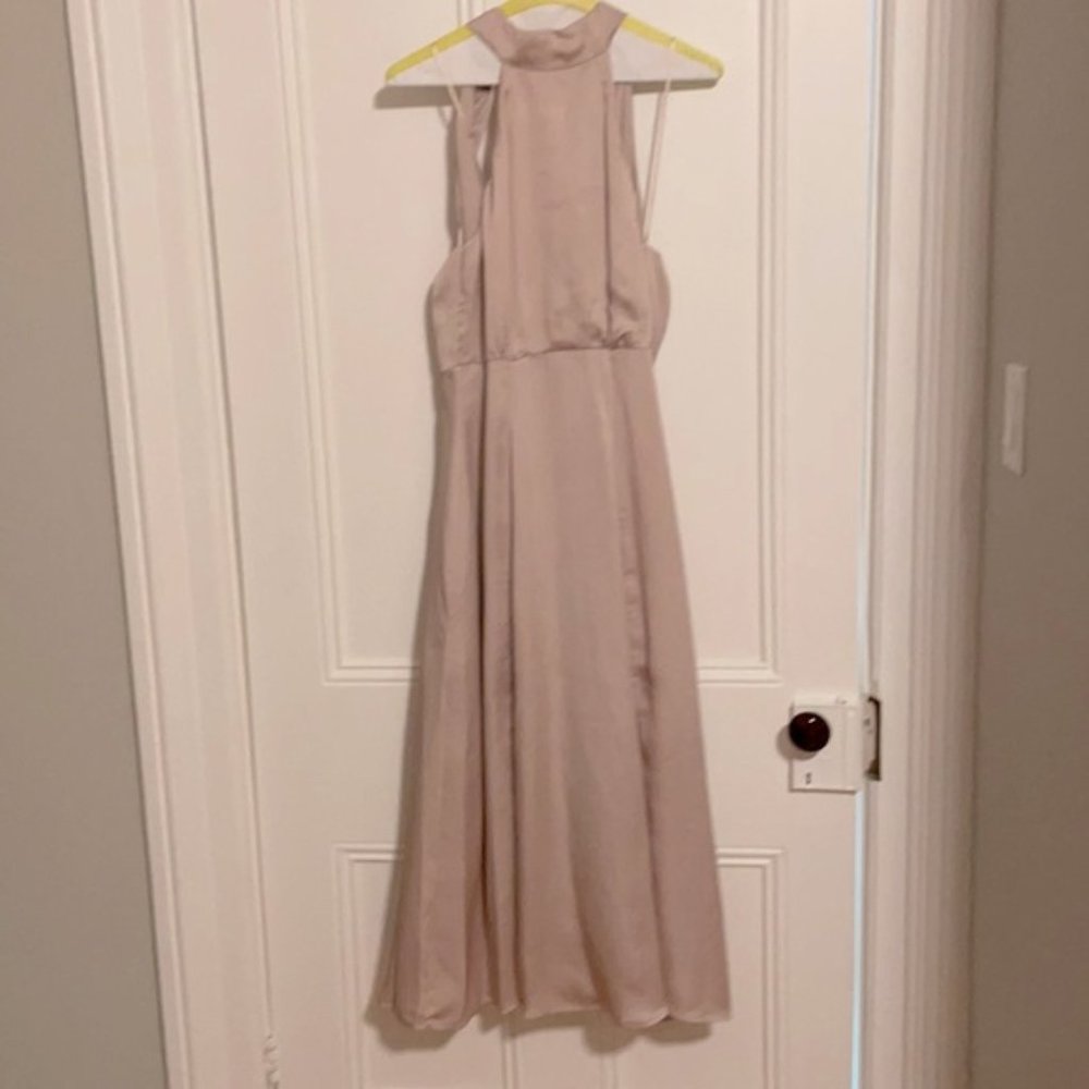 Halter neck satin midi dress
